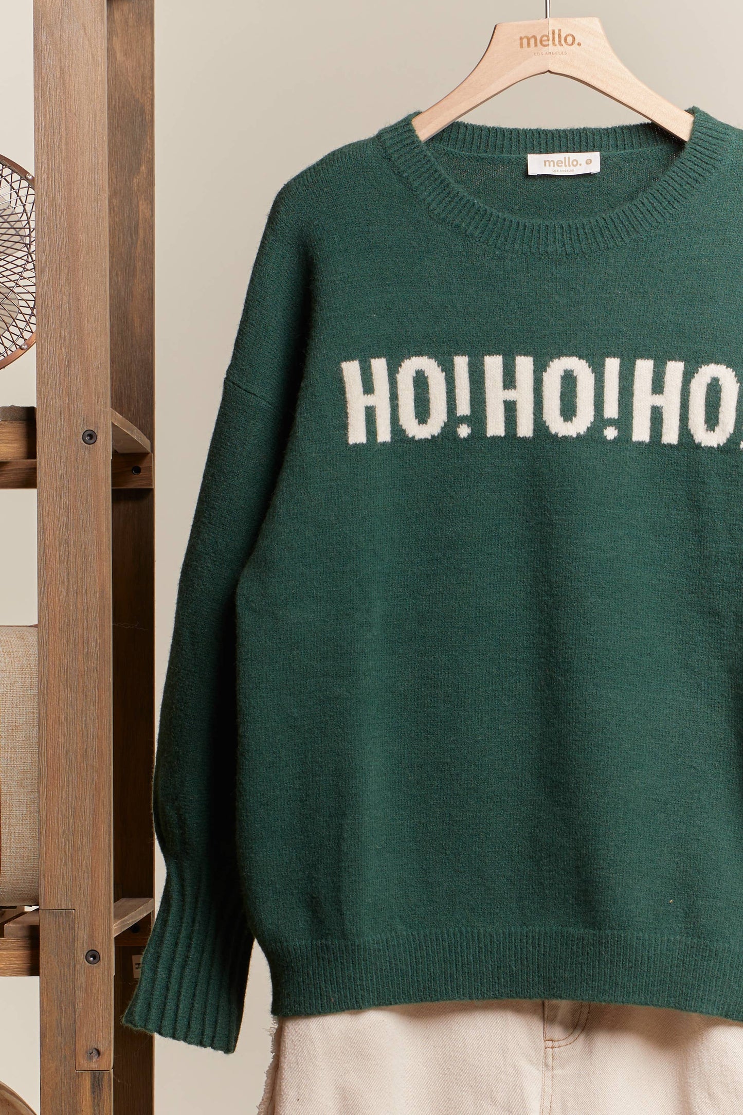 Green Christmas Sweater with Lettering Fall-Winter Mello.