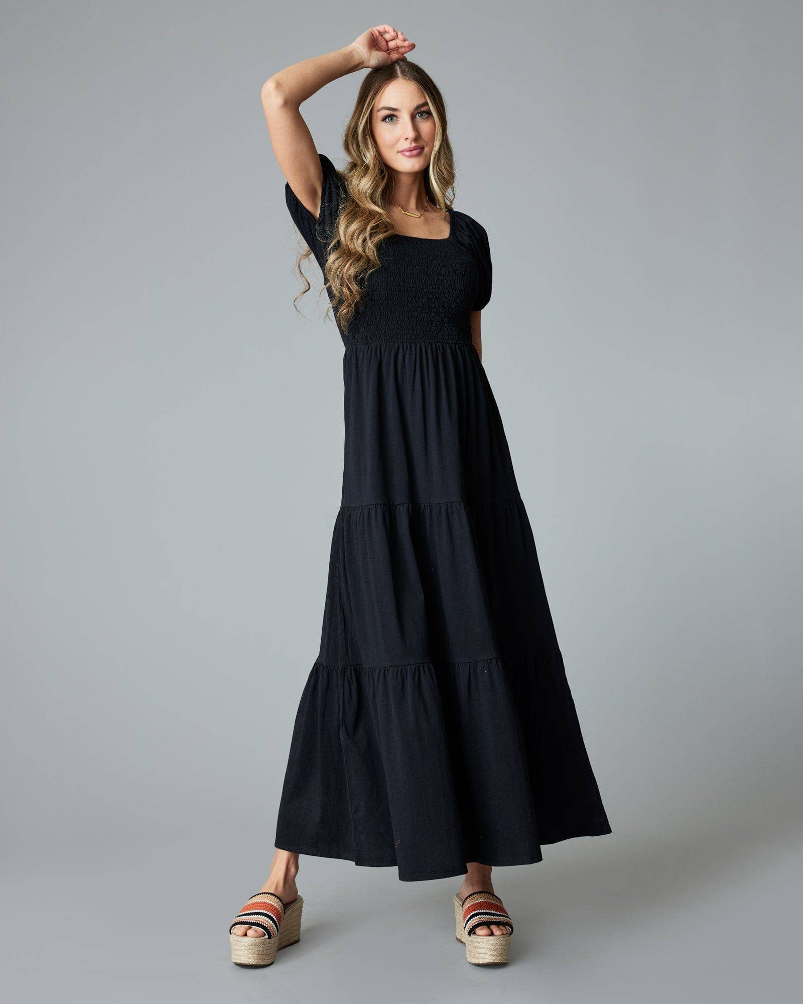 Jade Tiered Maxi: Black Beauty Spring-Summer Downeast