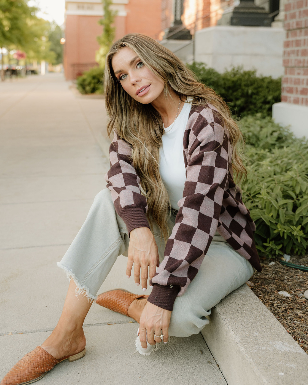 Hunter Brown Checker Cardigan