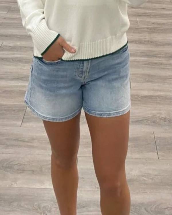 High Rise Vervet Denim Shorts high-rise-vervet-denim-shorts-Light - Med Wash