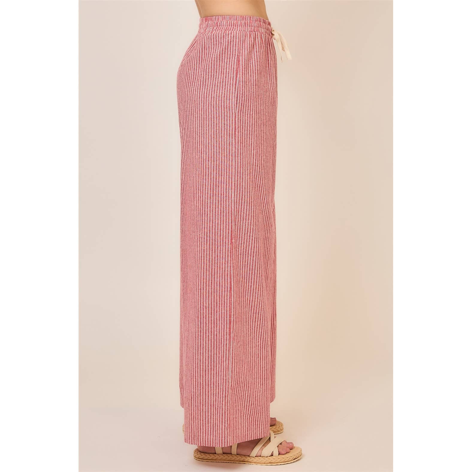 Cozy Casual, Inc. - Pinstripe Wide Leg Pants with Drawstring