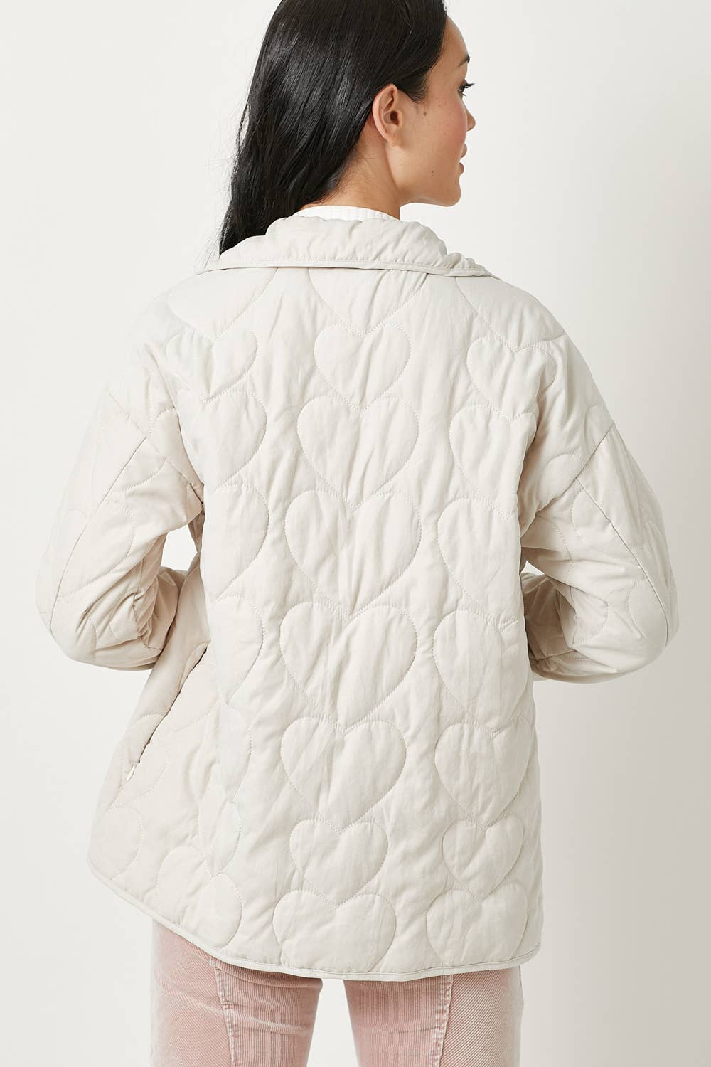 Quilted Heart Padded Jacket Almond Spring-Summer Mystree