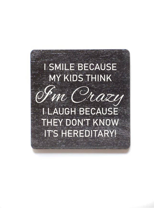 I Smile Because My Kids Think I'm Crazy Funny Wood Magnets  Wall Things And Shelf Stuff