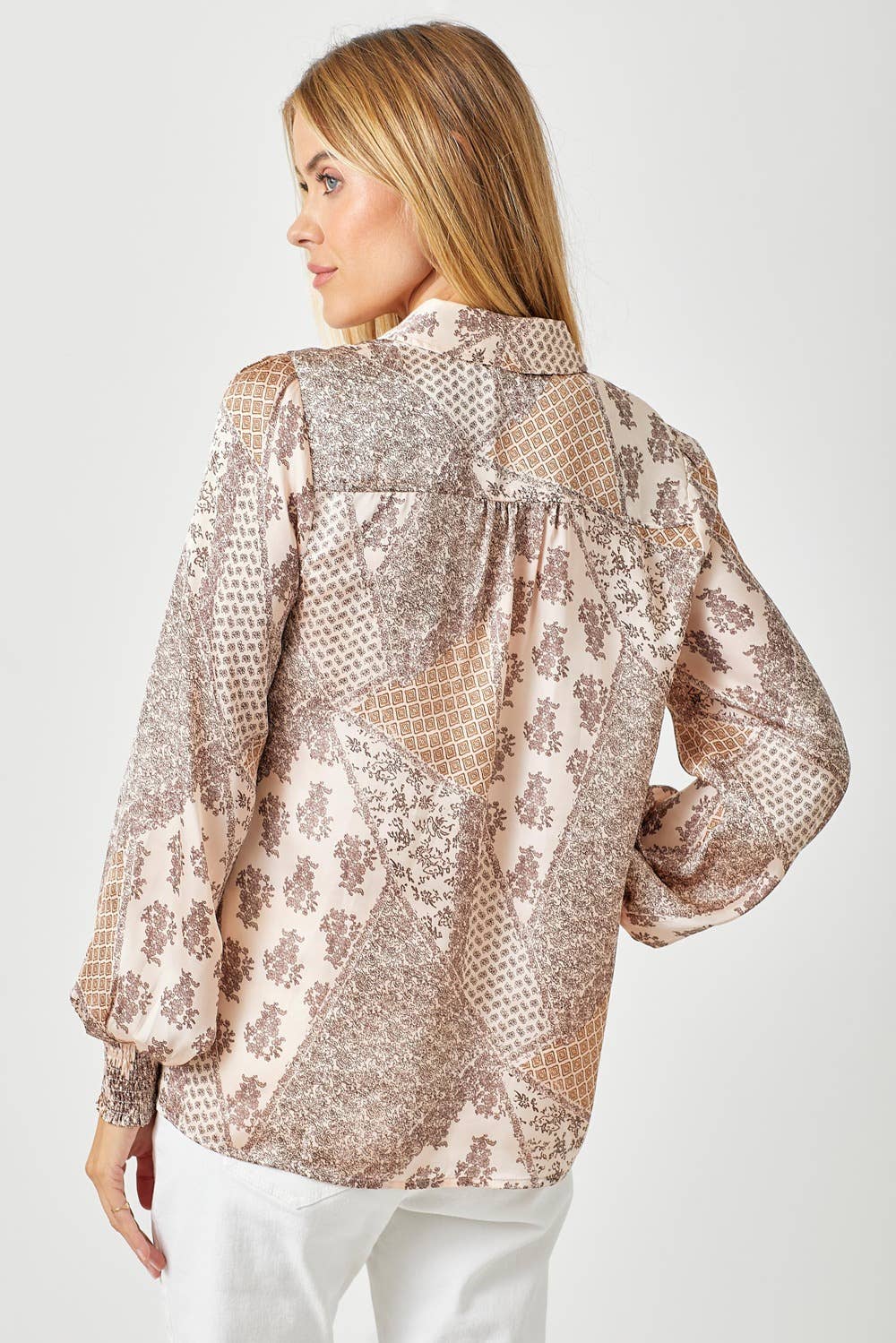 Mystree - 60532 Pintuck Print Blouse Mystree