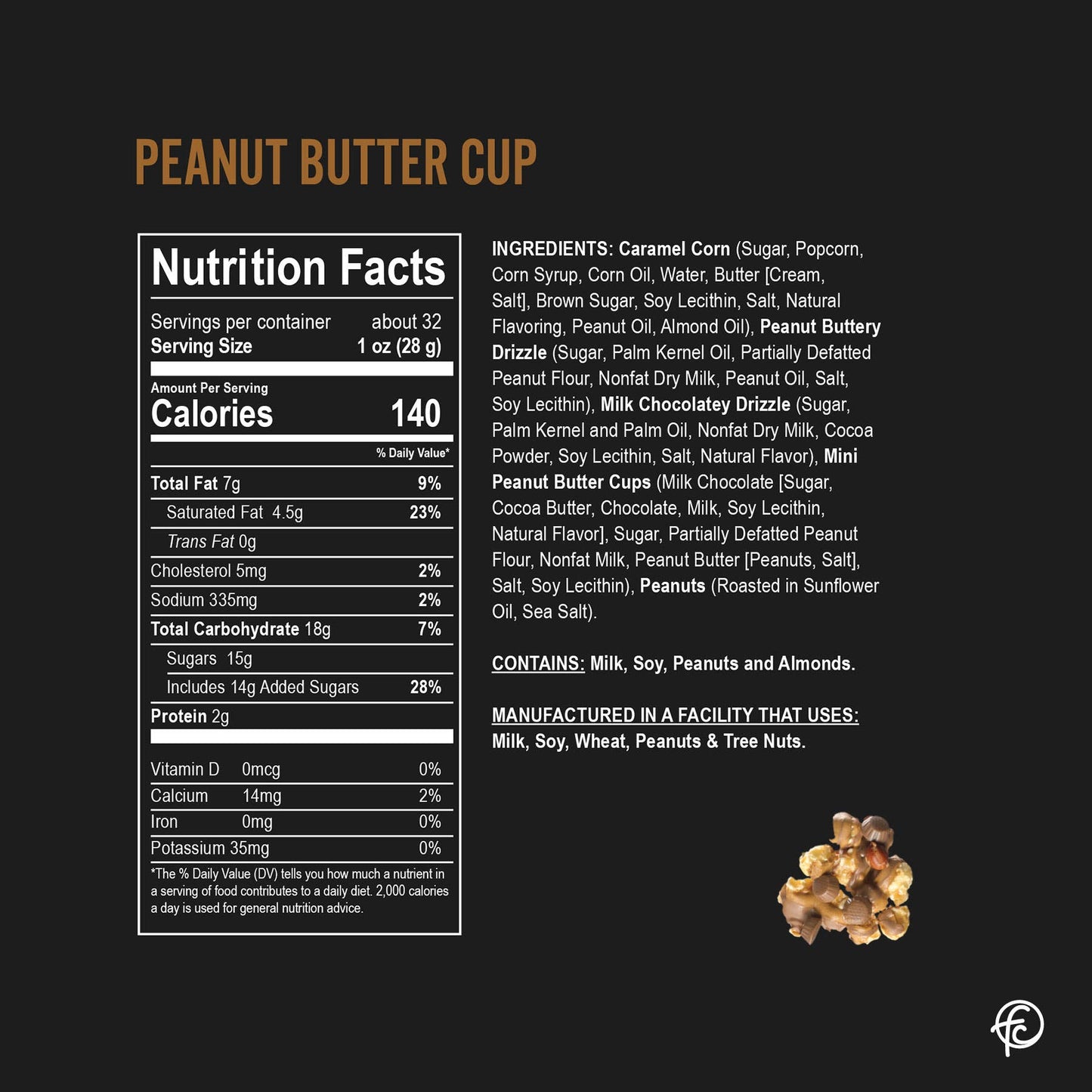 Peanut Butter Cup 5oz Bags | Chocolate Popcorn Core Funky Chunky