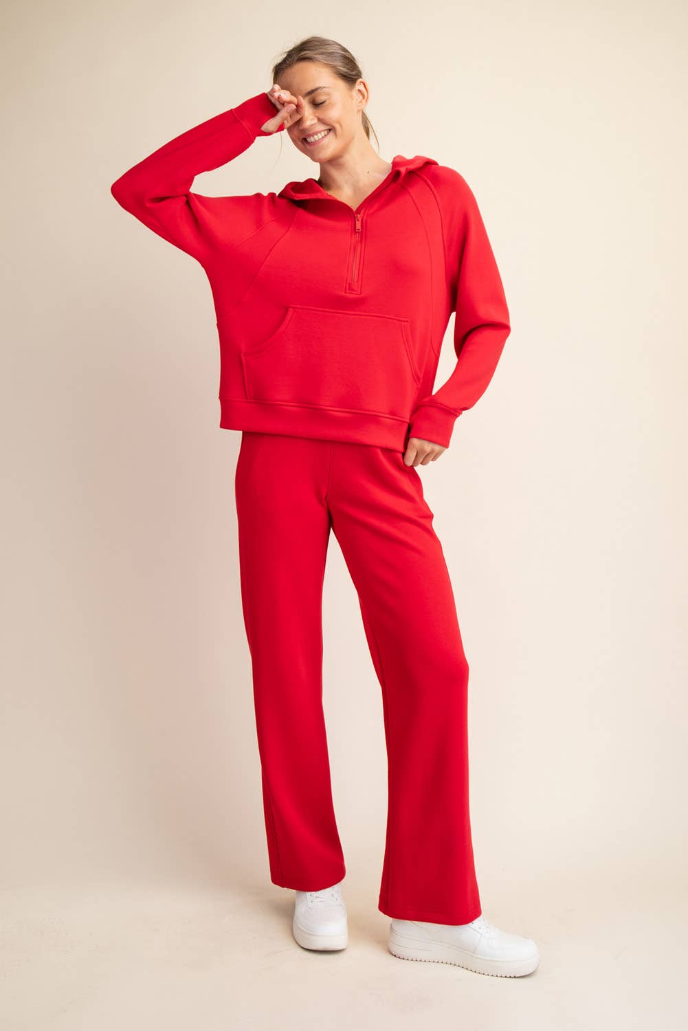 Modal Scuba Cropped Quarter Zip Hoodie