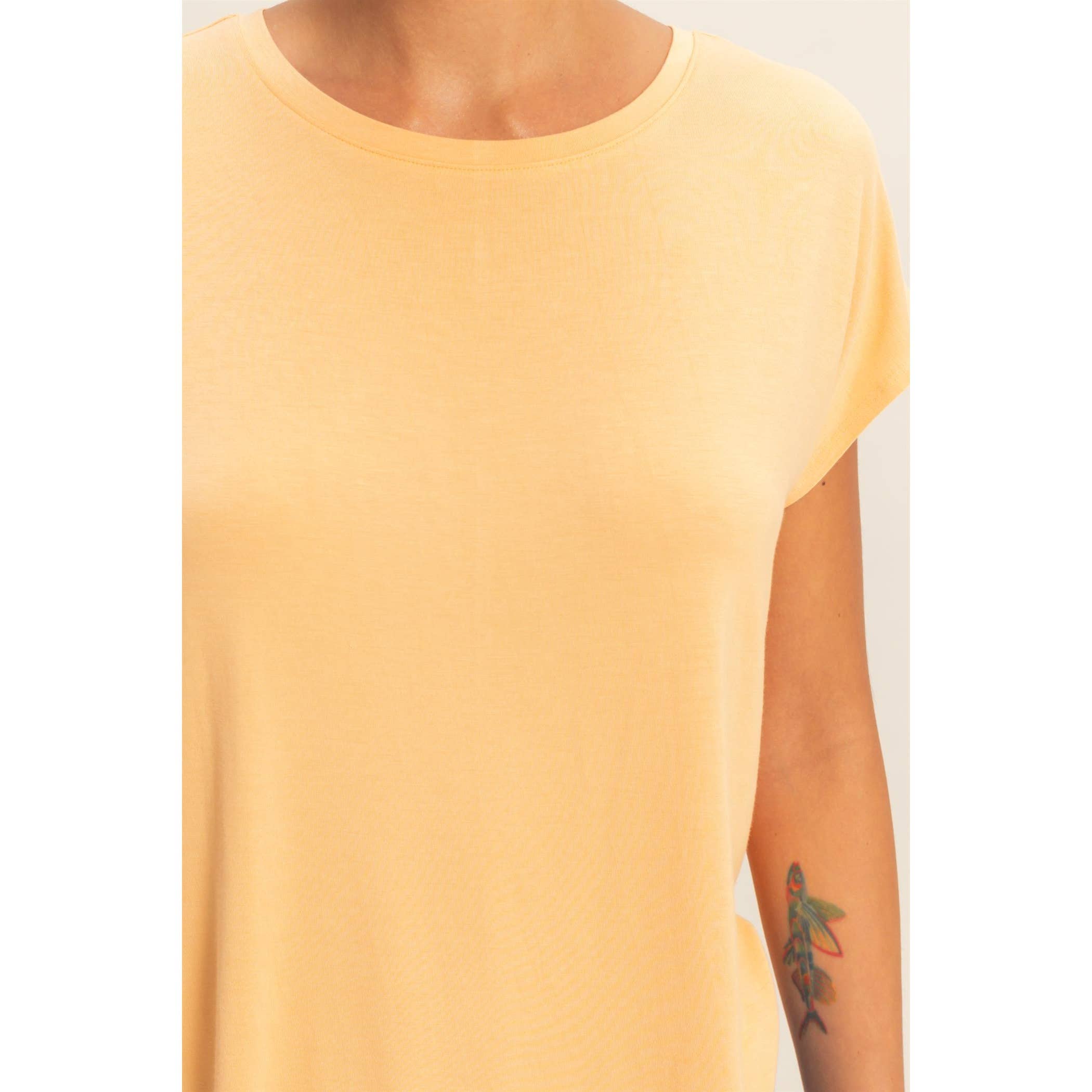 Relaxed Dolman Short Sleeve  Round Neck Top