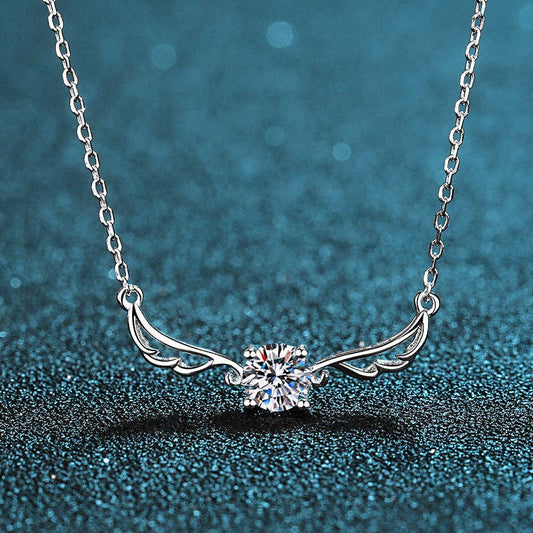 Angel Wing Moissanite Charm Necklace in 925 Sterling Silver Core Perimade & Co. LLC