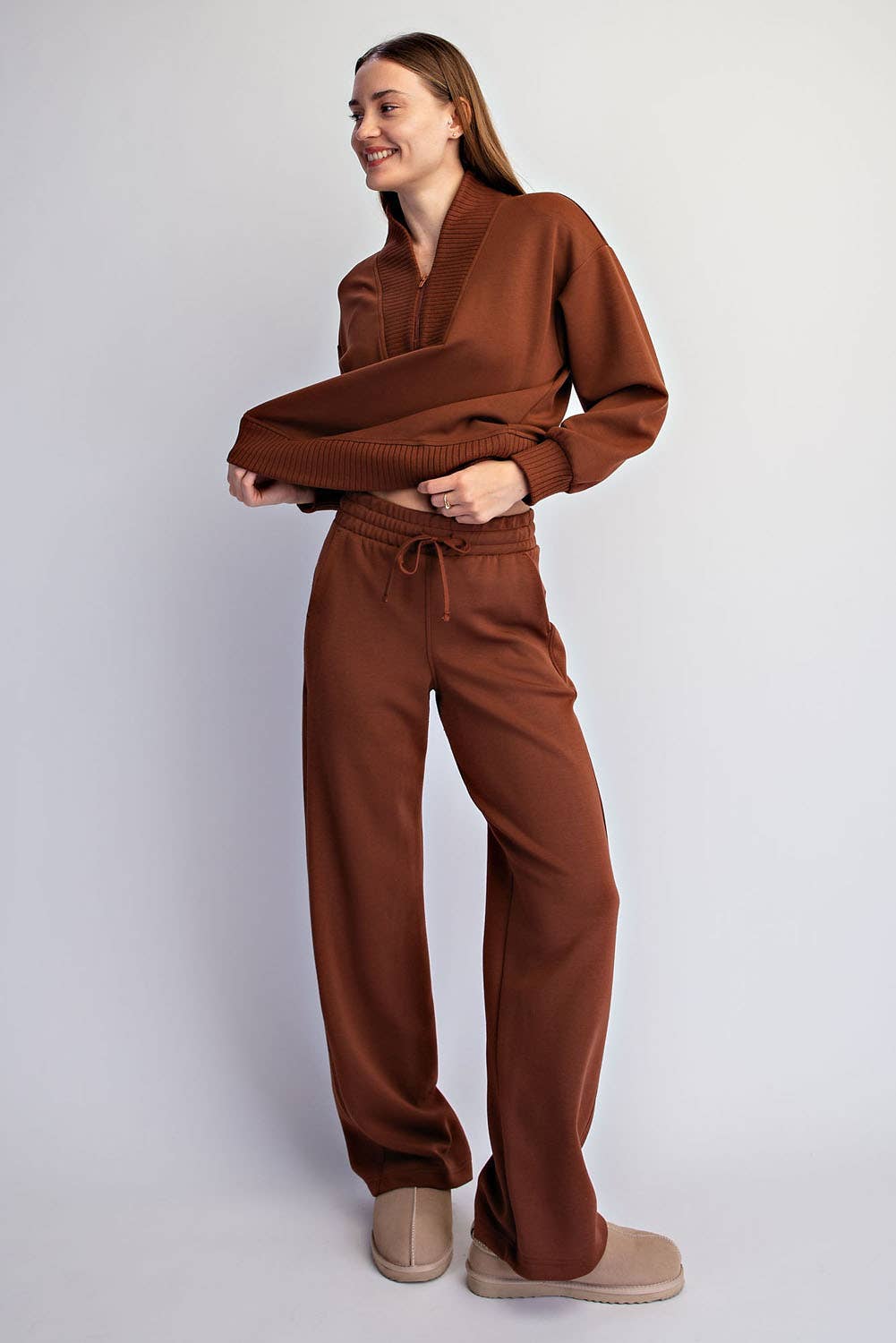 Modal Scuba High Rise Wide Leg Pants