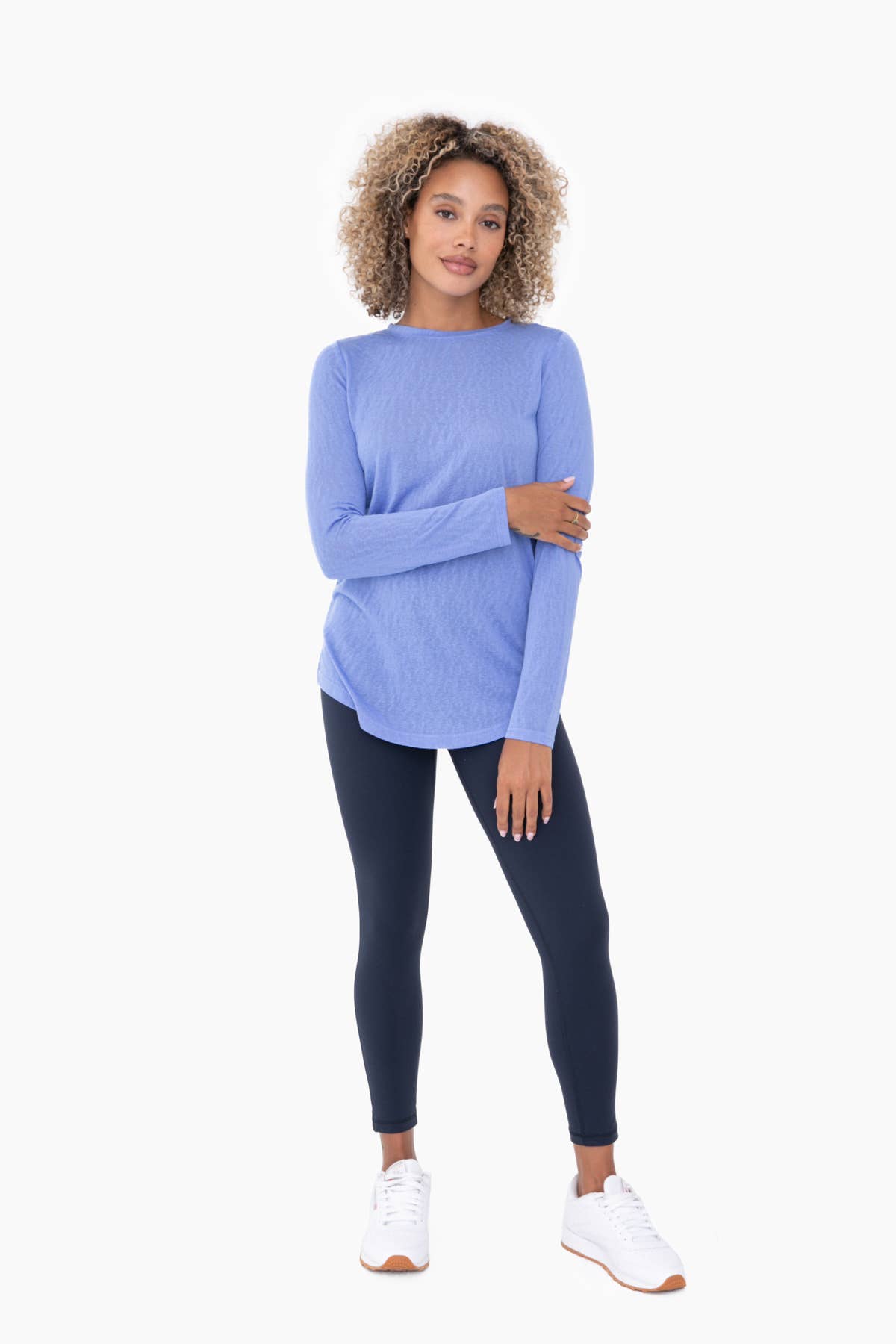 Modal-Blend Crew Neck Long Sleeve Tee: BLUE 24 Spring-Summer Mono B