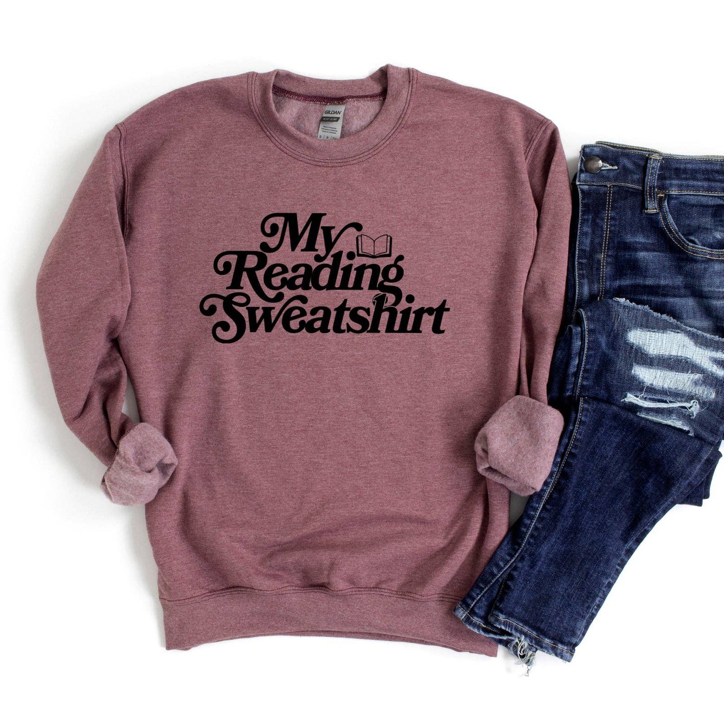 My Reading Sweatshirt in Heathered Maroon Olive And Ivory Wholesale