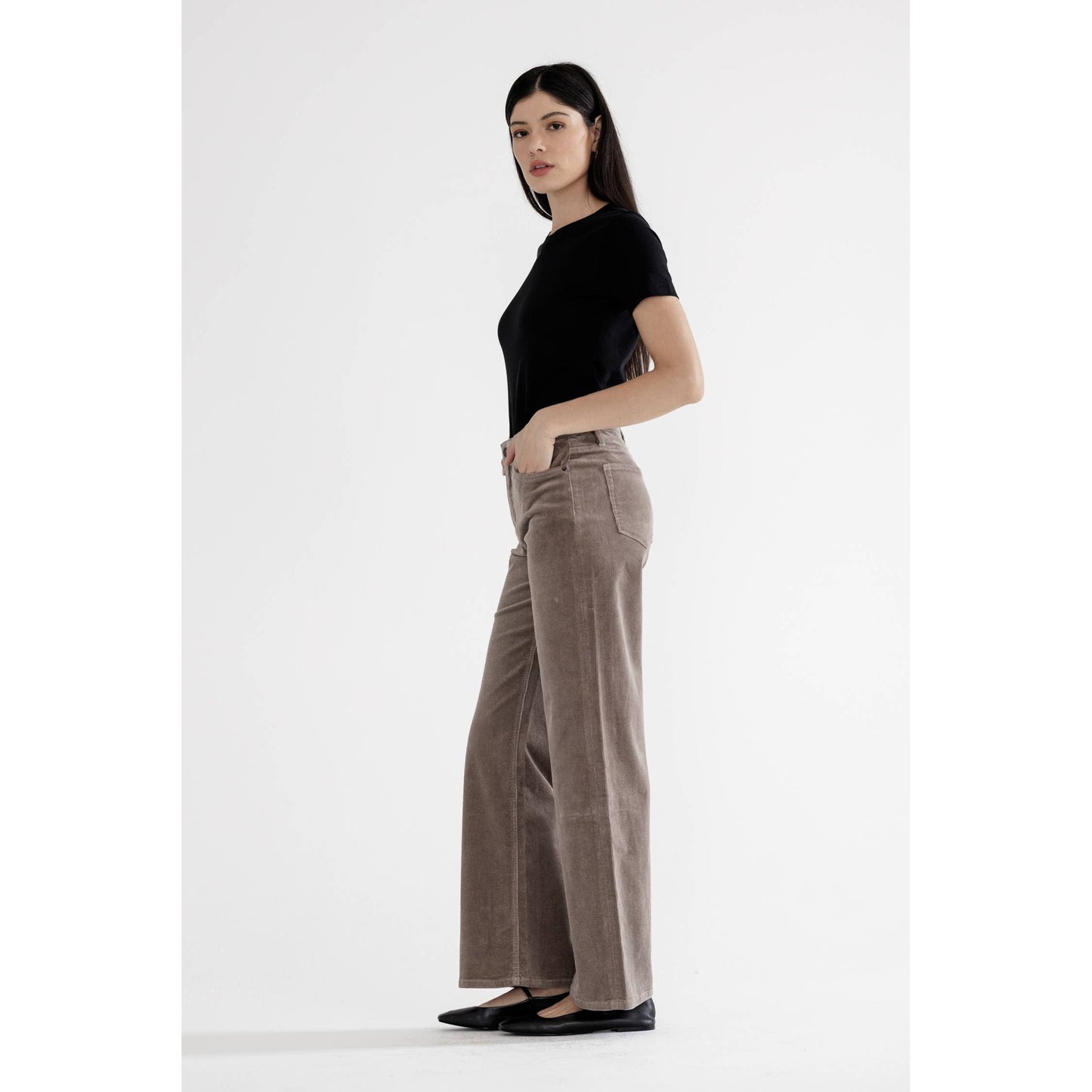 LIGHT GREIGE HIGH RISE WIDE LEG Fall-Winter Mica Denim