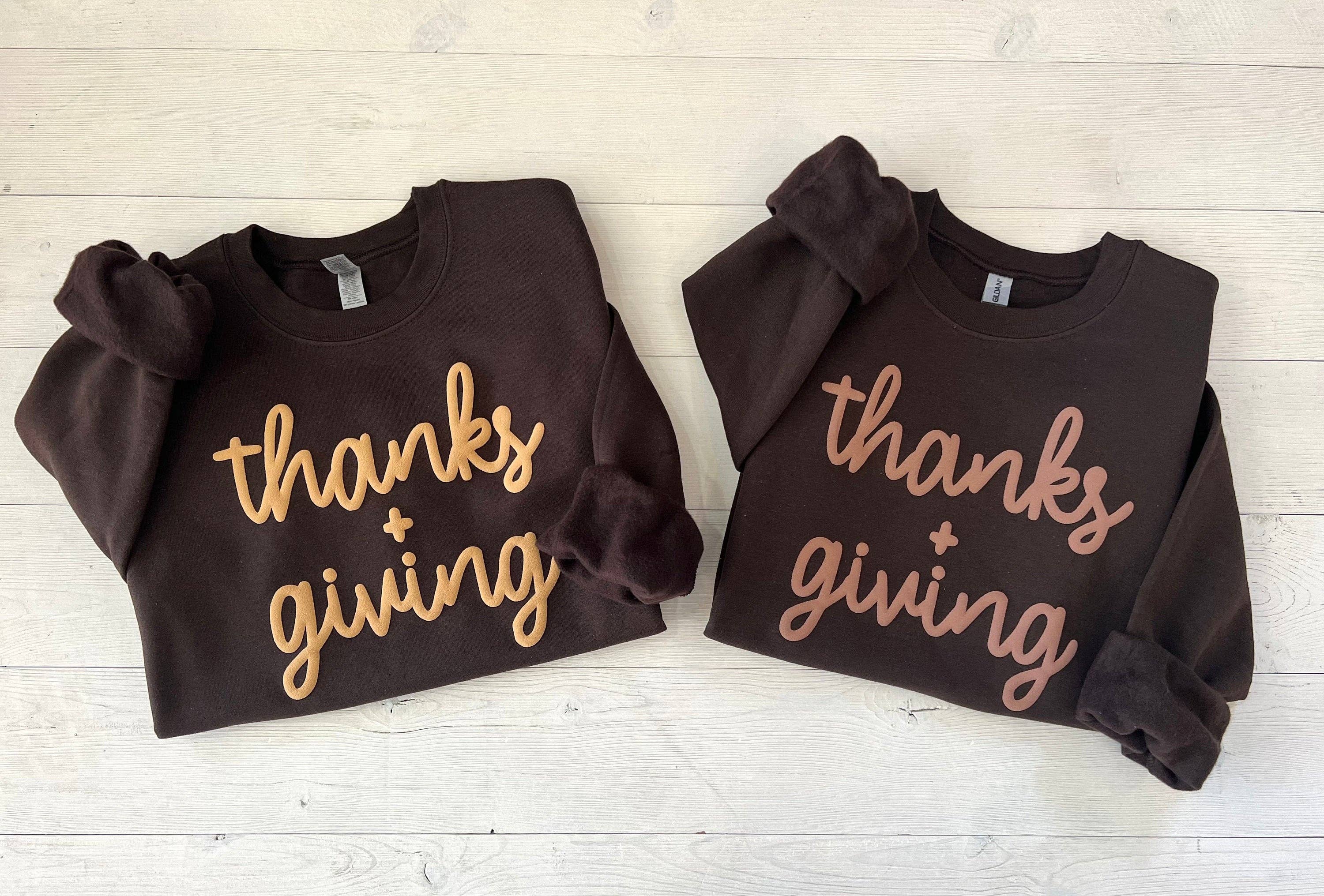 Embossed Thanks + Giving Crewneck Sweatshirt