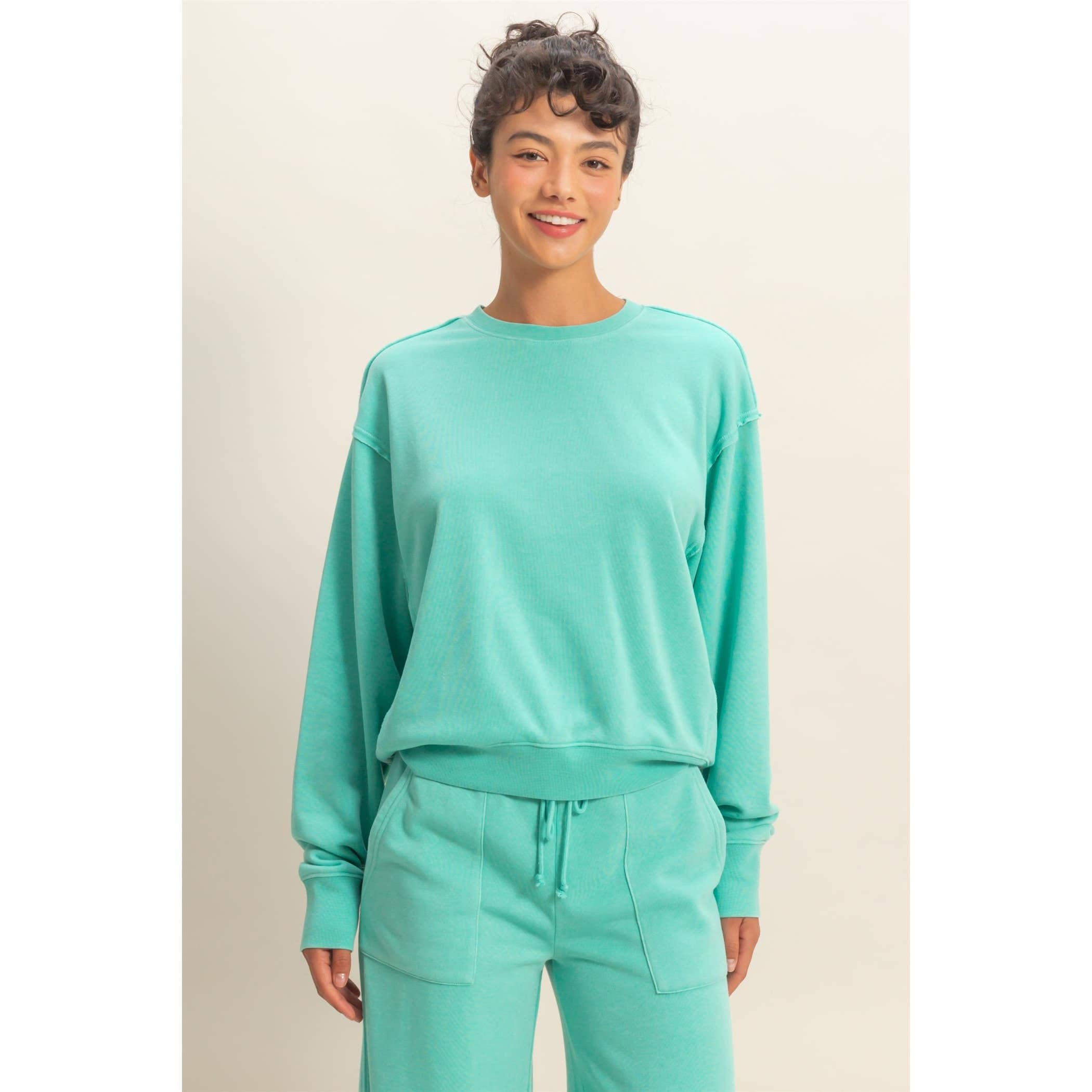Raw Edge Detail Burnout Sweatshirt