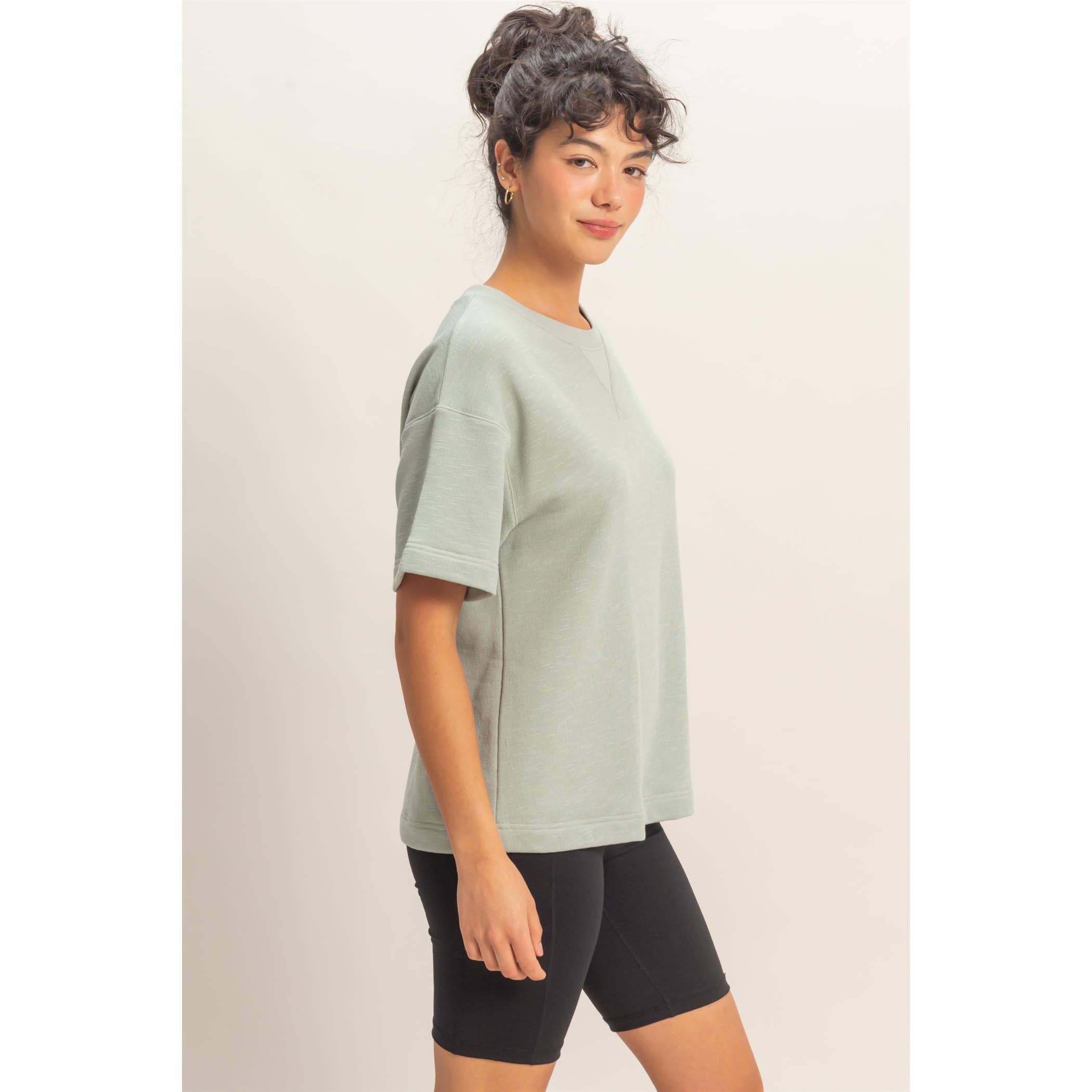 Crew Neck Short Sleeve Top