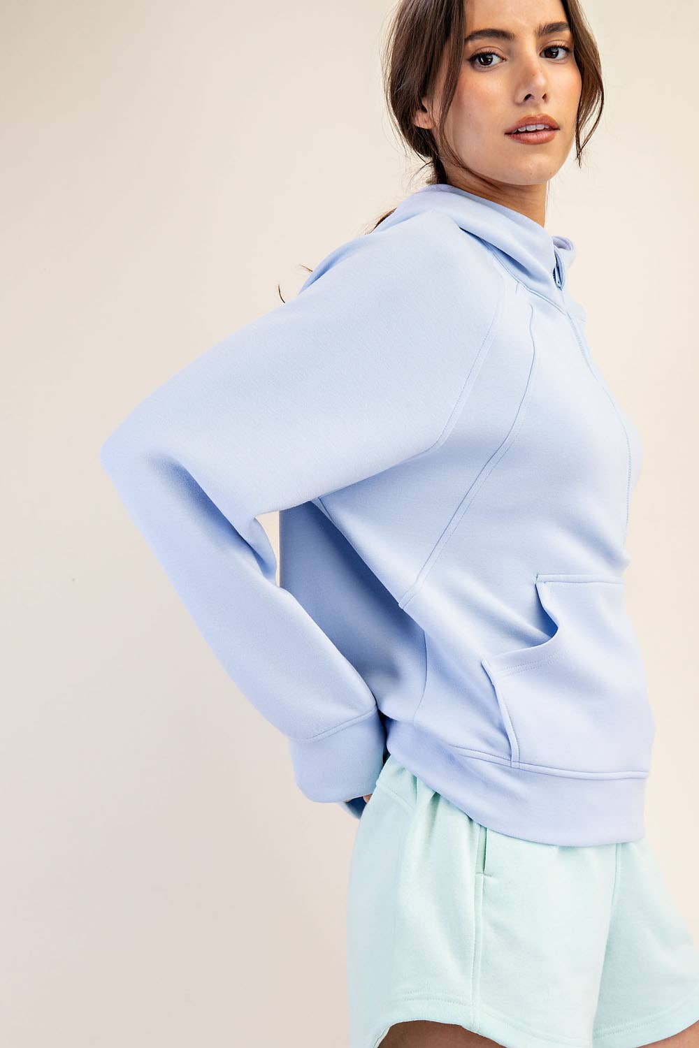 Modal Scuba Cropped Quarter Zip Hoodie