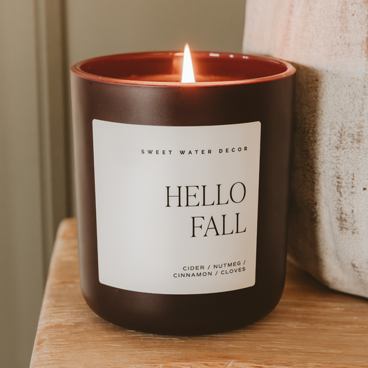 Fall Candle - Matte Jar | Hello Fall 15oz | Best-Selling Fall Candle