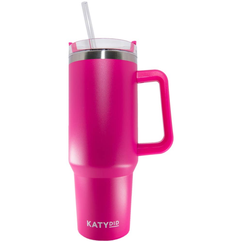 Hot Pink 40 Oz Tumbler Cup with Handle Core Katydid