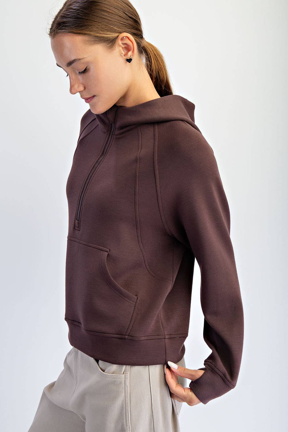 Modal Scuba Cropped Quarter Zip Hoodie
