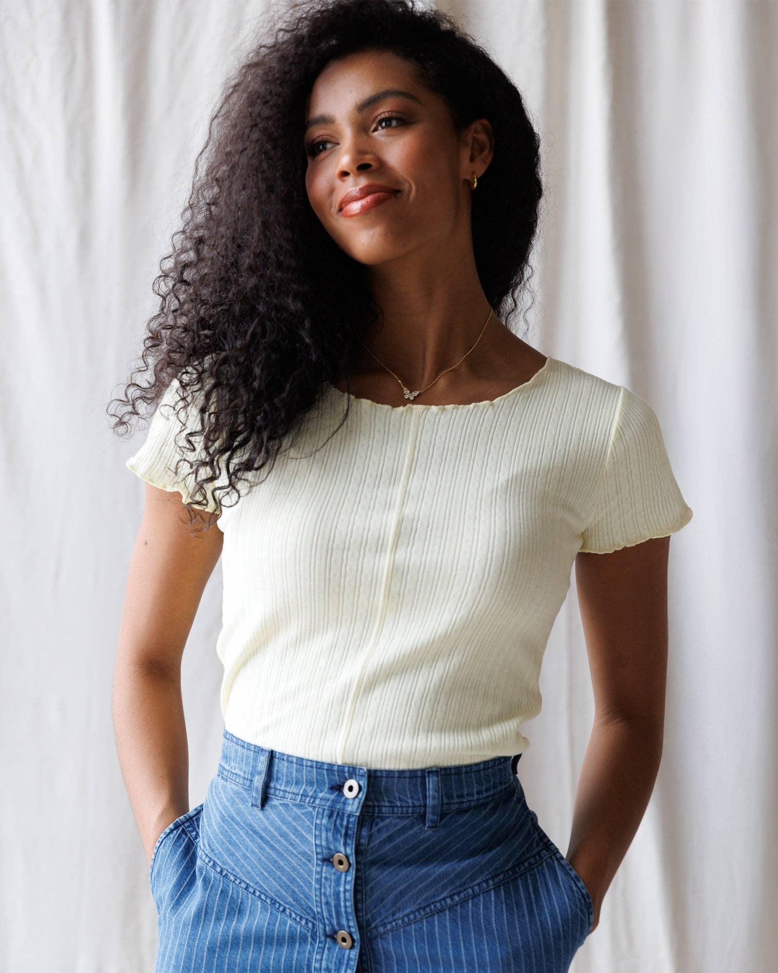 Downeast - Simplicity Cream Short Sleeve Ribbed Tee