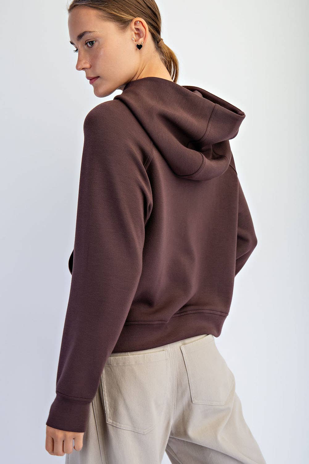 Modal Scuba Cropped Quarter Zip Hoodie