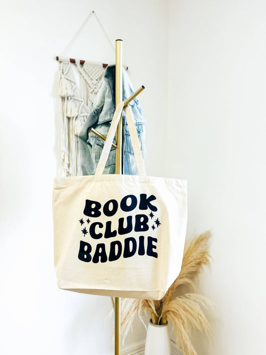 Book Club Baddie Jumbo Canvas Tote Bag Core Hart and Hollow