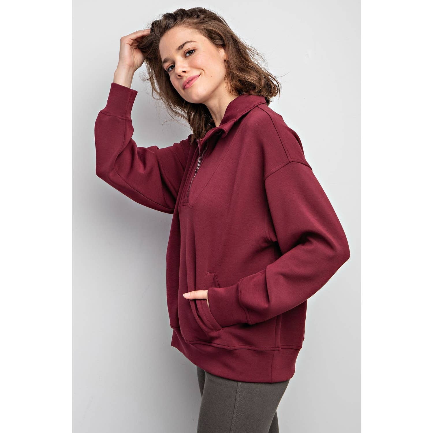 Butter Smooth Quarter Zip Mock Neck Pullover