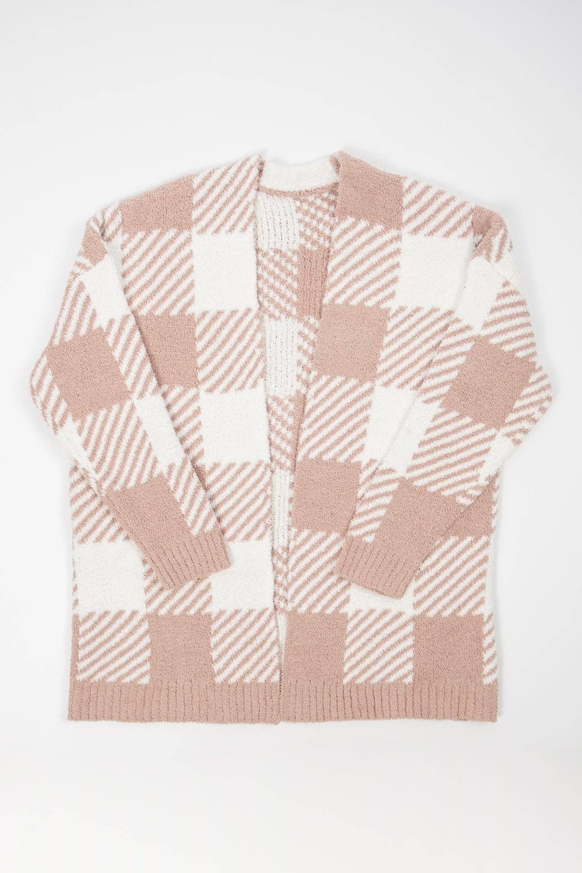 Beige Plaid Luxe Cardigan