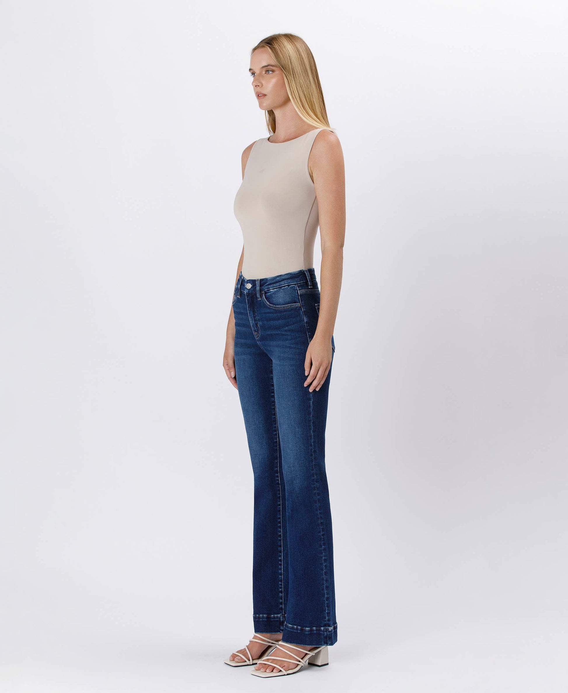 FLYING MONKEY - HIGH RISE TROUSER HEM BOOTCUT JEANS F5865 FLYING MONKEY