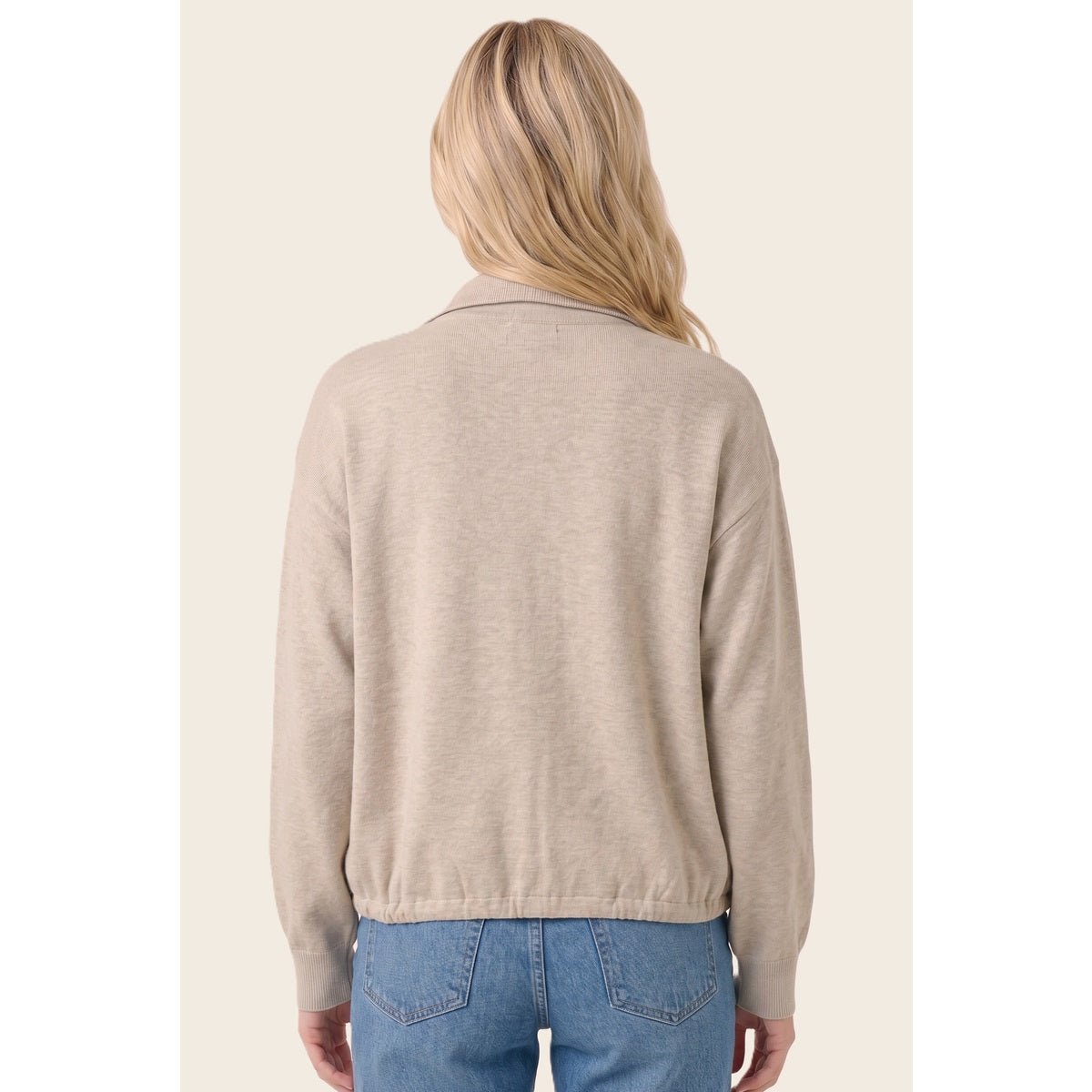 Zip Up Drawstring Hem Sweater Jacket