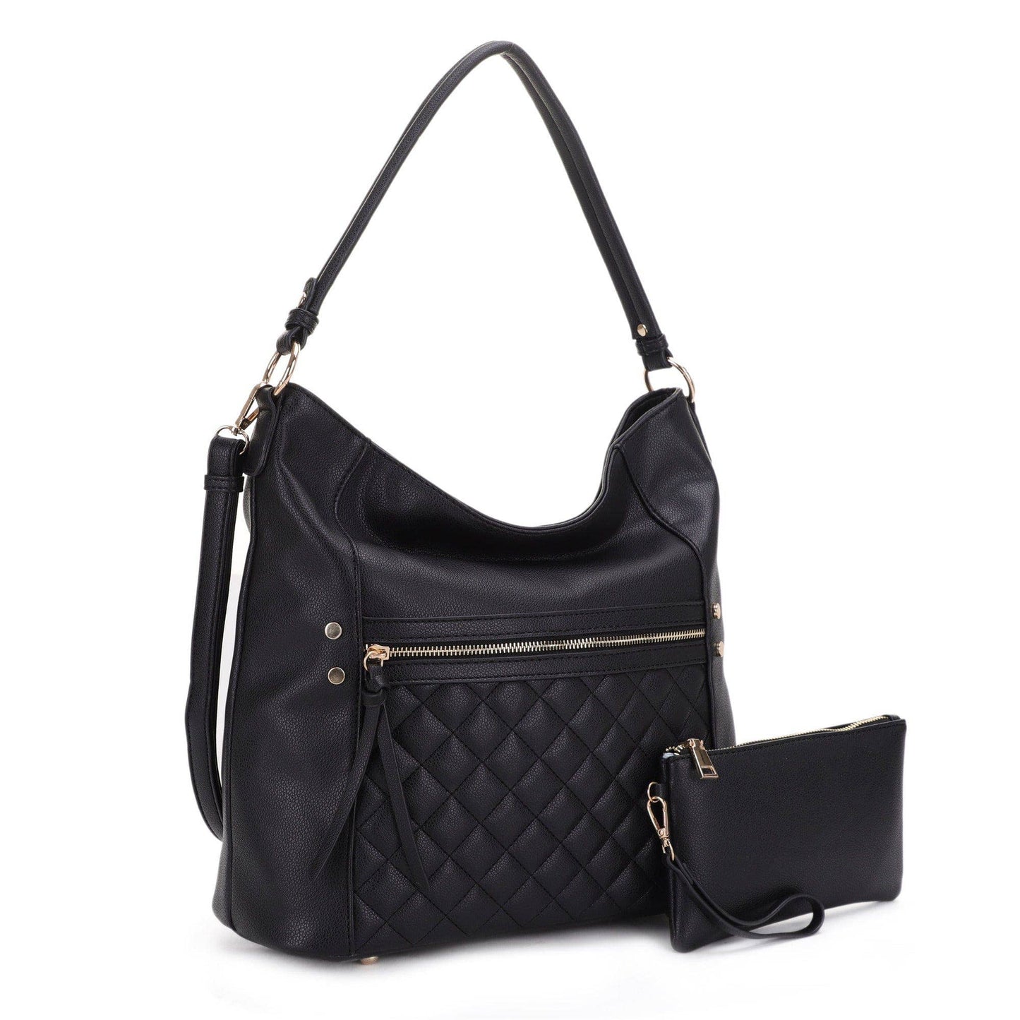 Monique Quilted Front Pocket 2 in 1 Hobo Bag Set  MiMi Wholesale