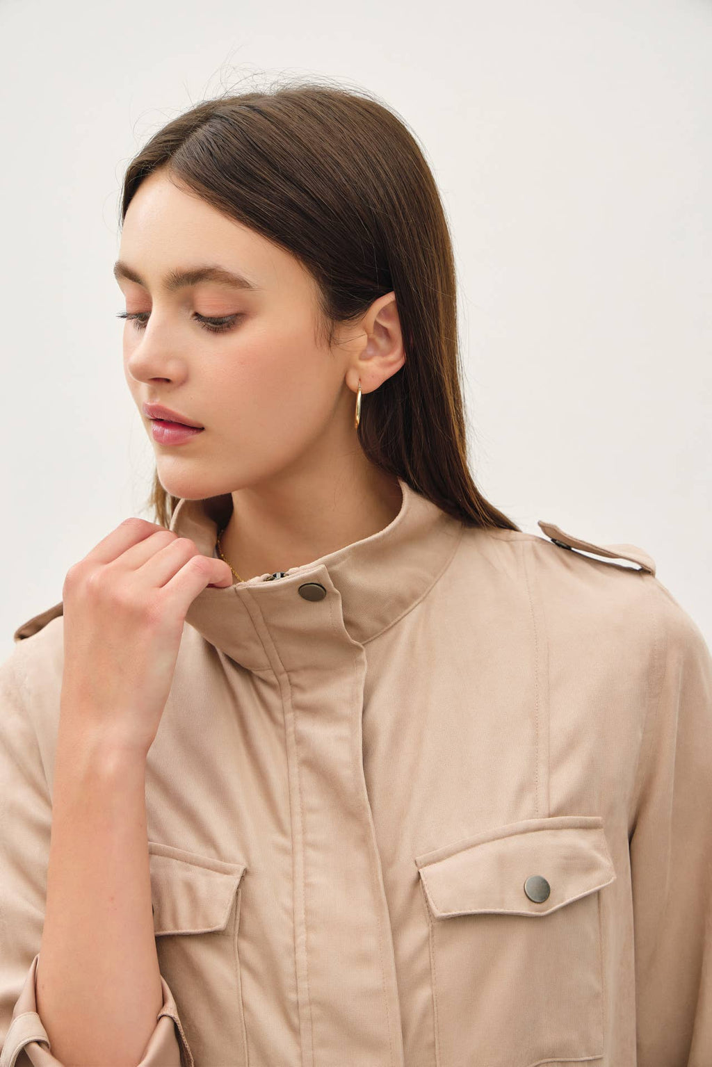 CINCHED WAIST SAFARI CARGO UTILITY JACKET