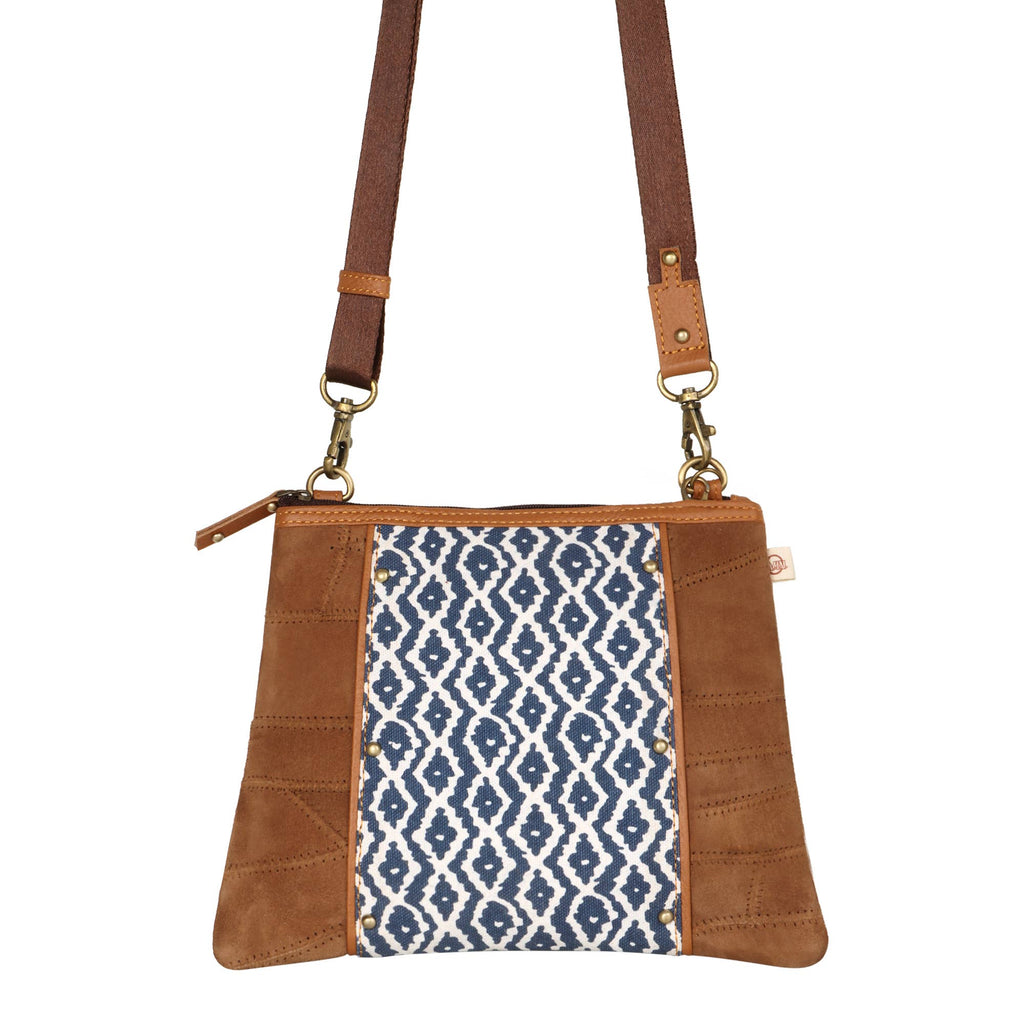 Vaan & Co. - Noa Angled Crossbody Bag - Upcycled Leather & Canvas