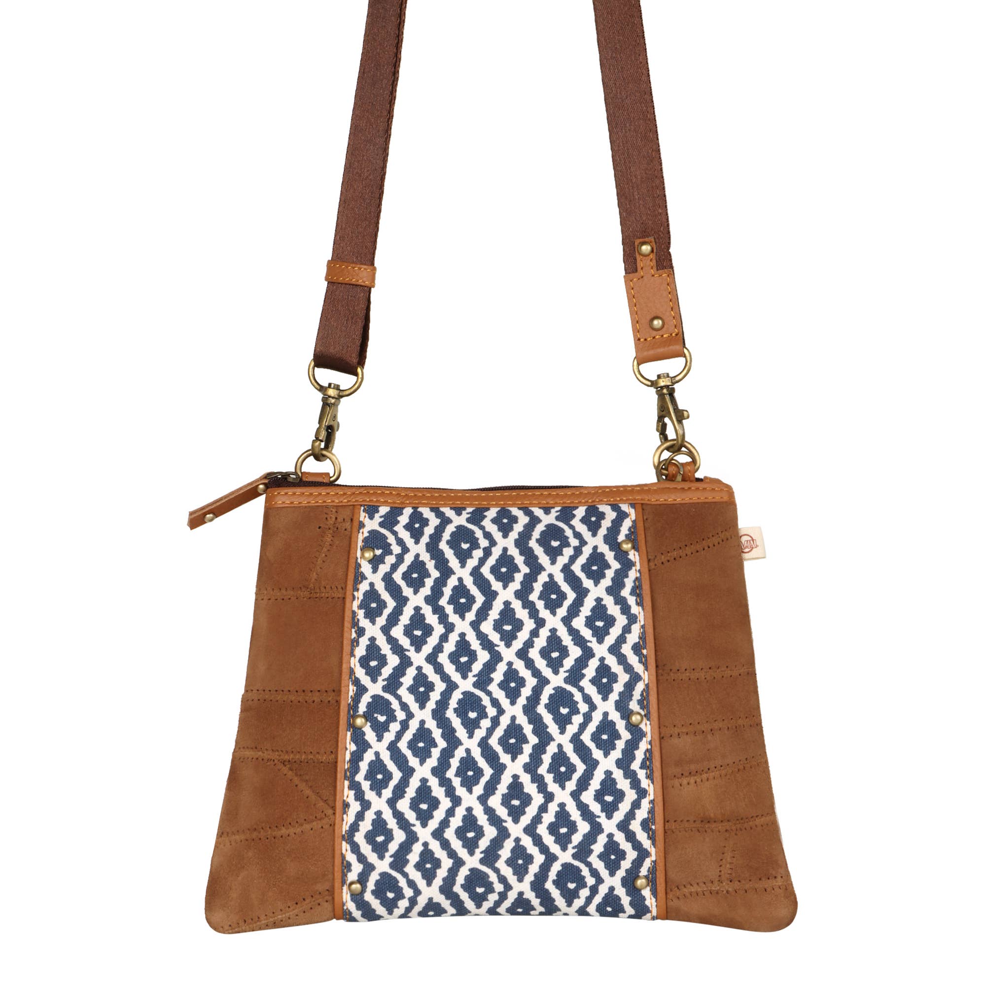 Vaan & Co. - Noa Angled Crossbody Bag - Upcycled Leather & Canvas