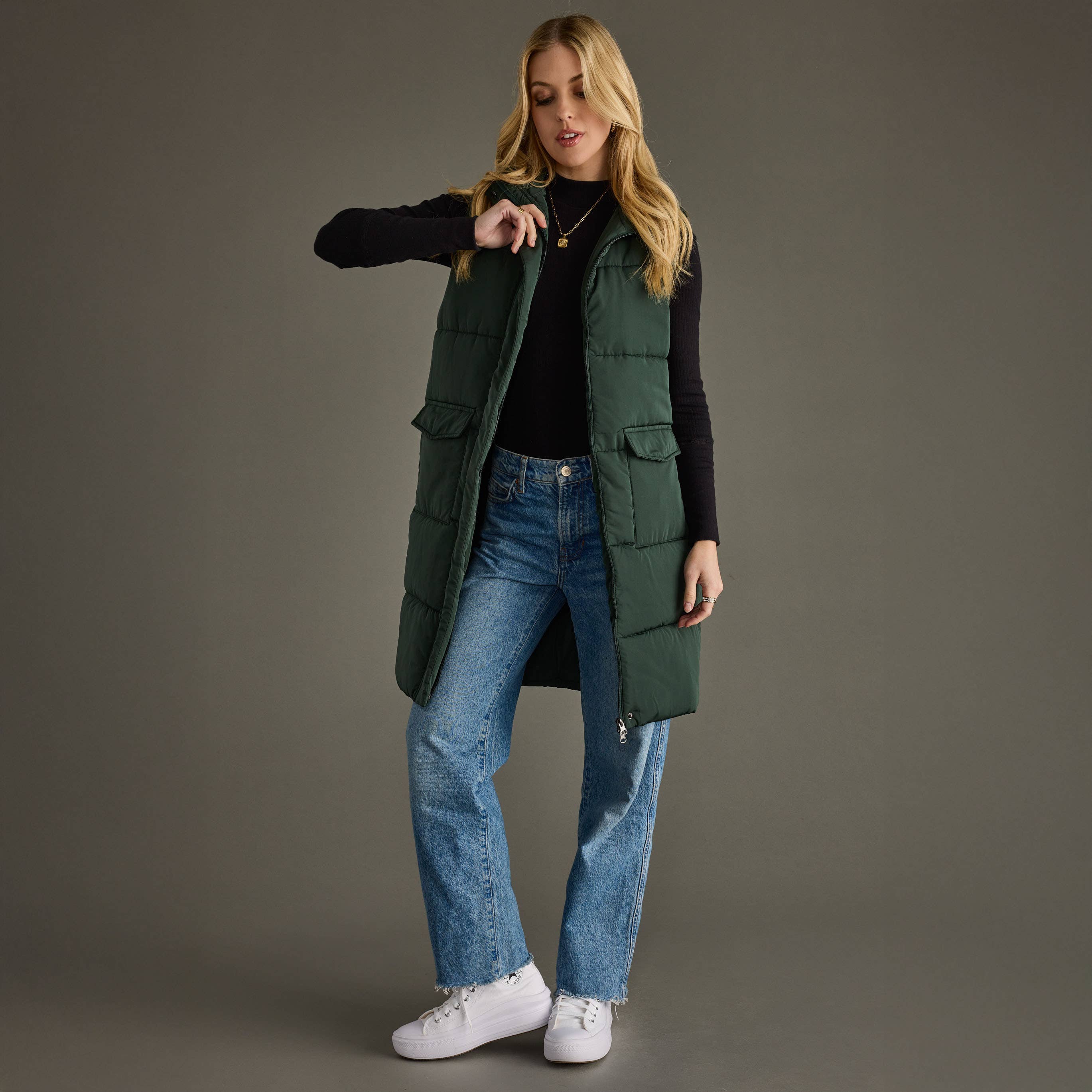 Dark Green Long Vest