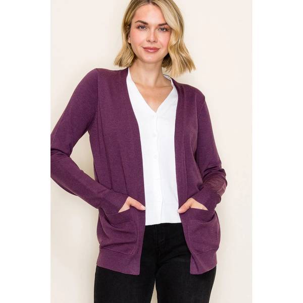 Purple V Neck Sweater Cardigan