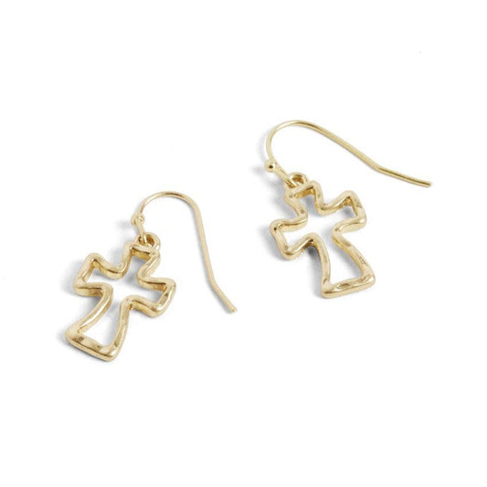 Gold Hollow Cross Earrings Whispers