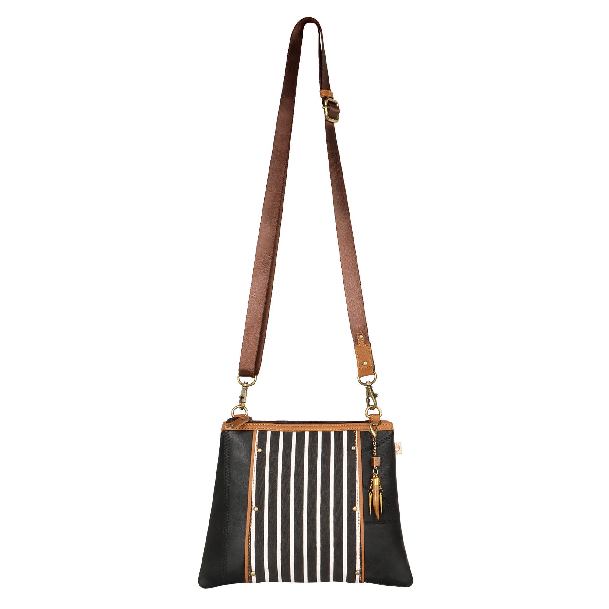 Vaan & Co. - Noa Angled Crossbody Bag - Upcycled Leather & Canvas