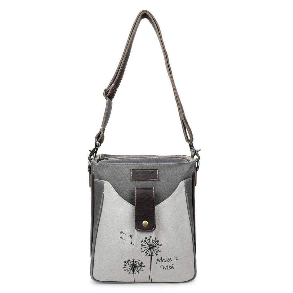 Canvas & Leather Women's Crossbody - Timberwolf/Taupe Gray
