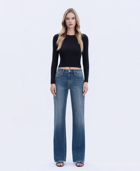FLYING MONKEY - HIGH RISE FULL LENGTH VINTAGE FLARE JEANS F6268 FLYING MONKEY