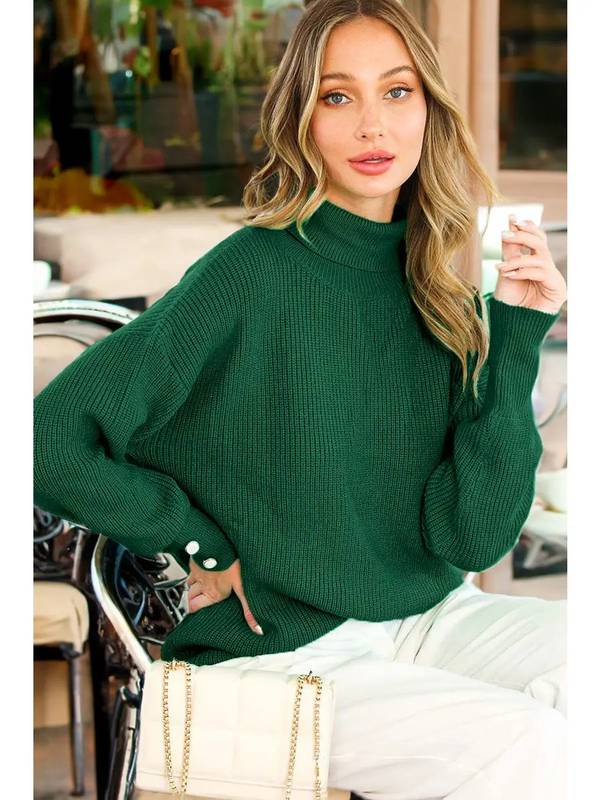 Evergreen Pearl Button Sweater