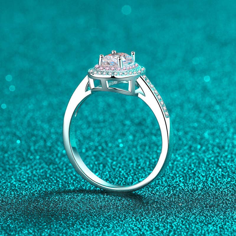 Oval Moissanite Halo Engagement Ring in 925 Sterling Silver Core Perimade & Co. LLC