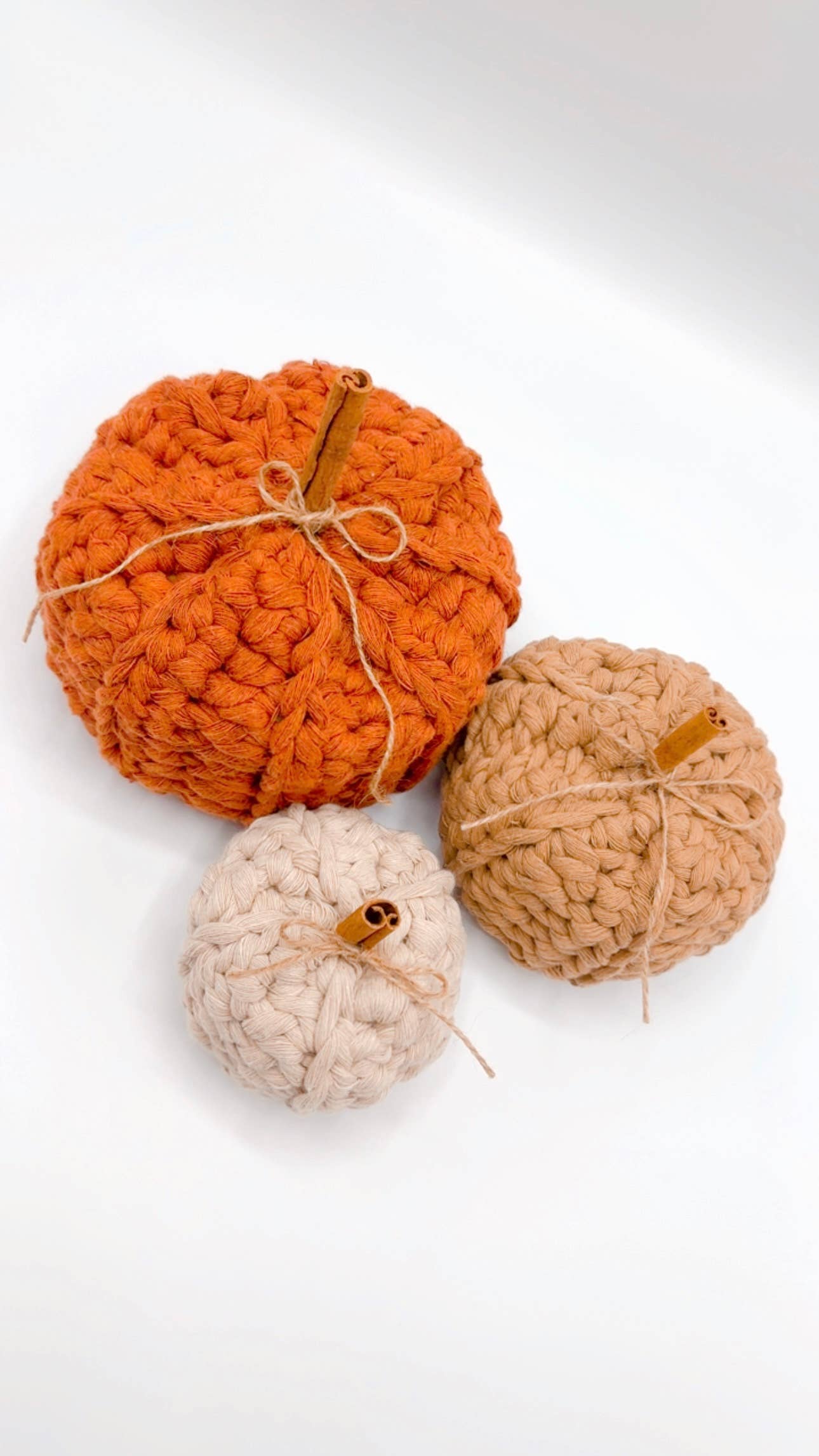 Farmhouse crochet pumpkin in Natural: Small 4x4 Fall-Winter Lilly Bird Crochet