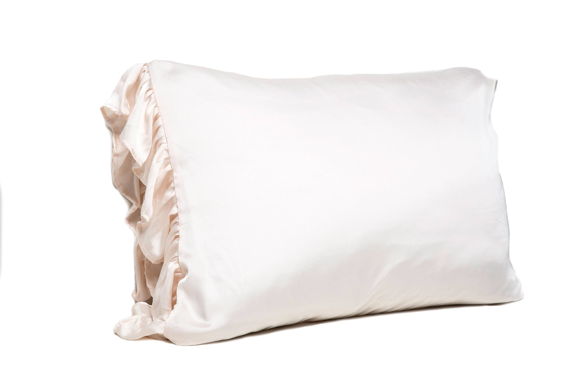 Silky Pillowcase w/Ruffle - Ivory - King Size Core Bella Sleep + Spa