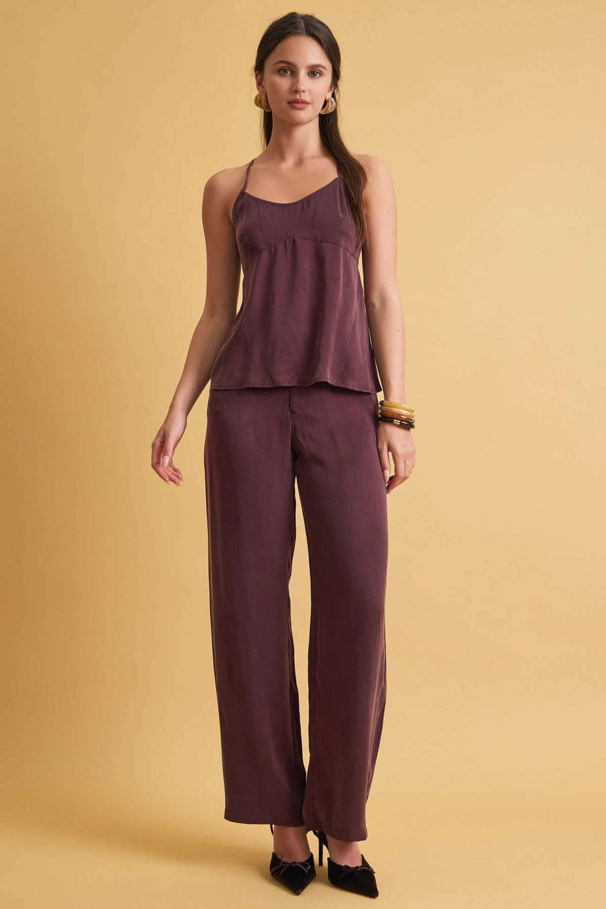 Air-Washed Wide Leg Belted Pants
