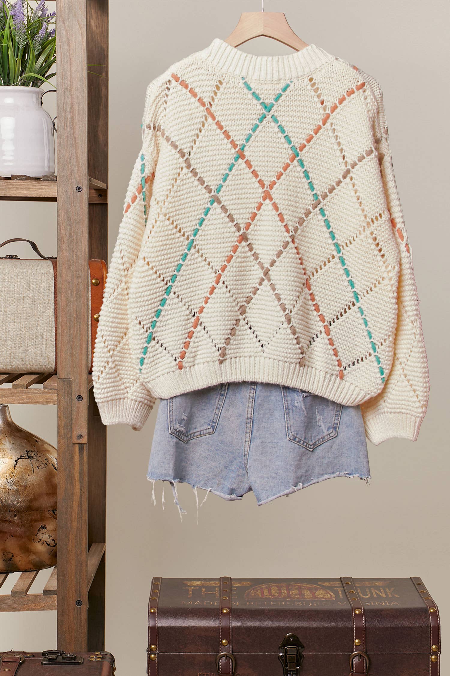 Diamond Cutout Knit Sweater Mello.