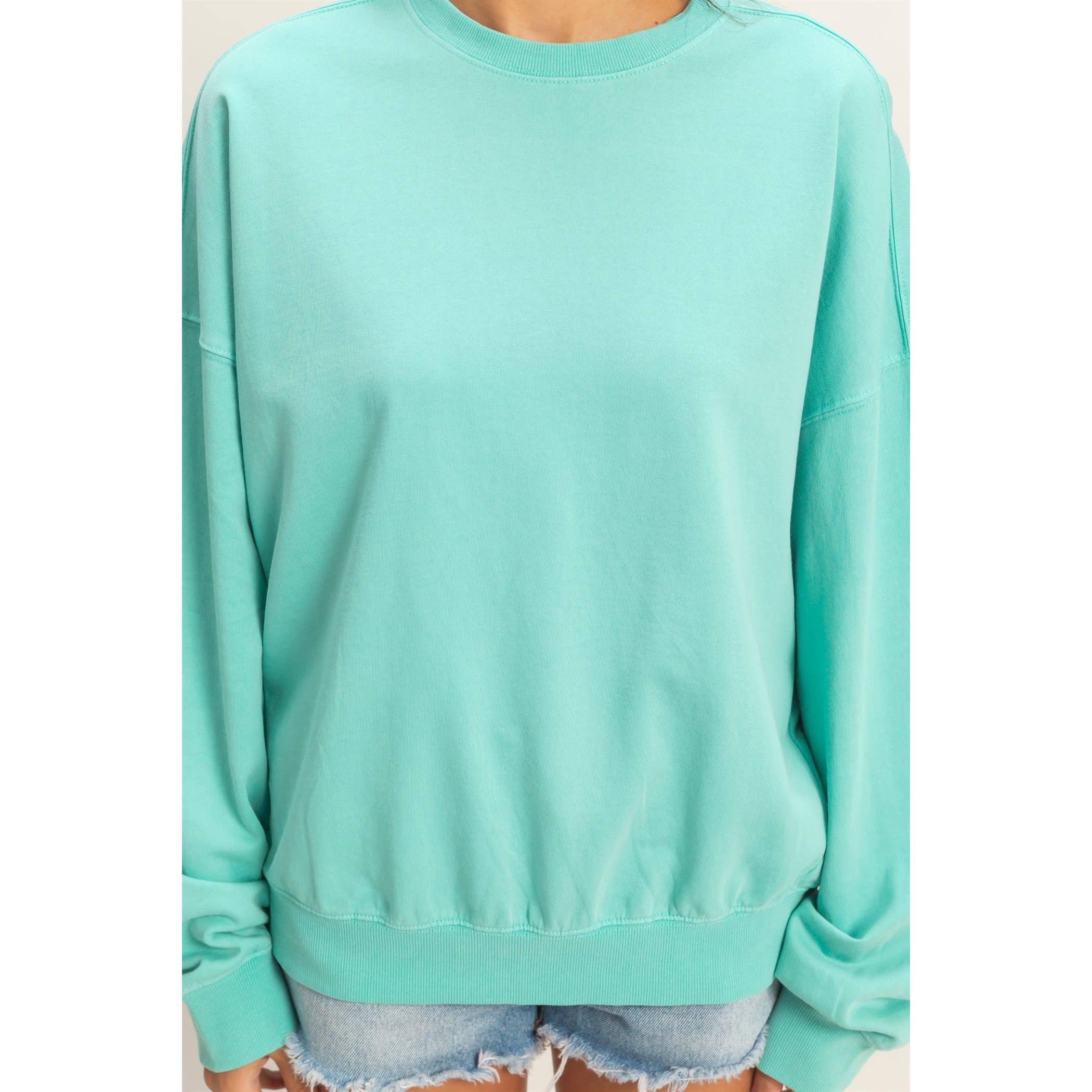 Ribbed Crew Neck Sweatshirt