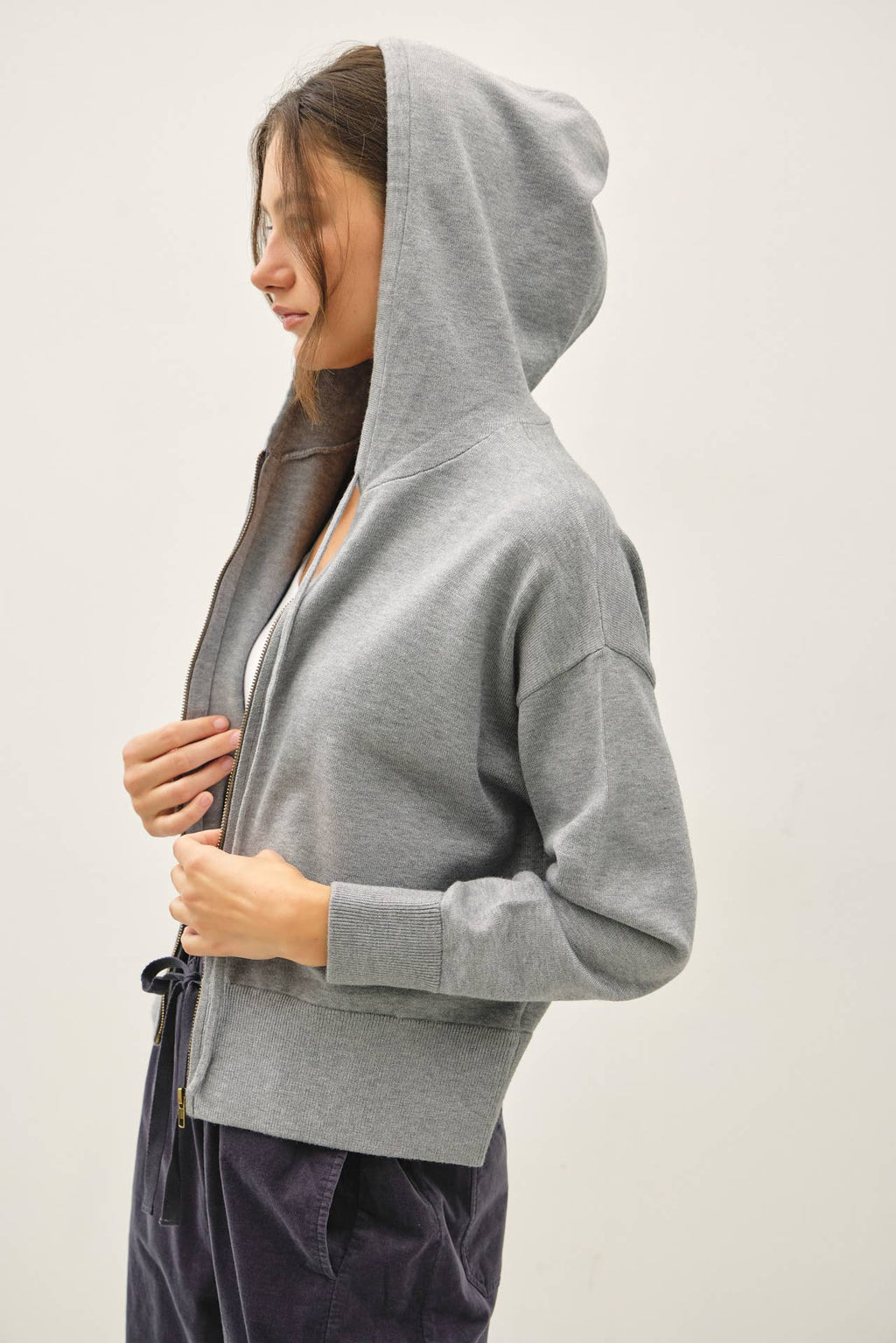 ULTRA COMFY RIBBED KNIT HOODIE JACKET