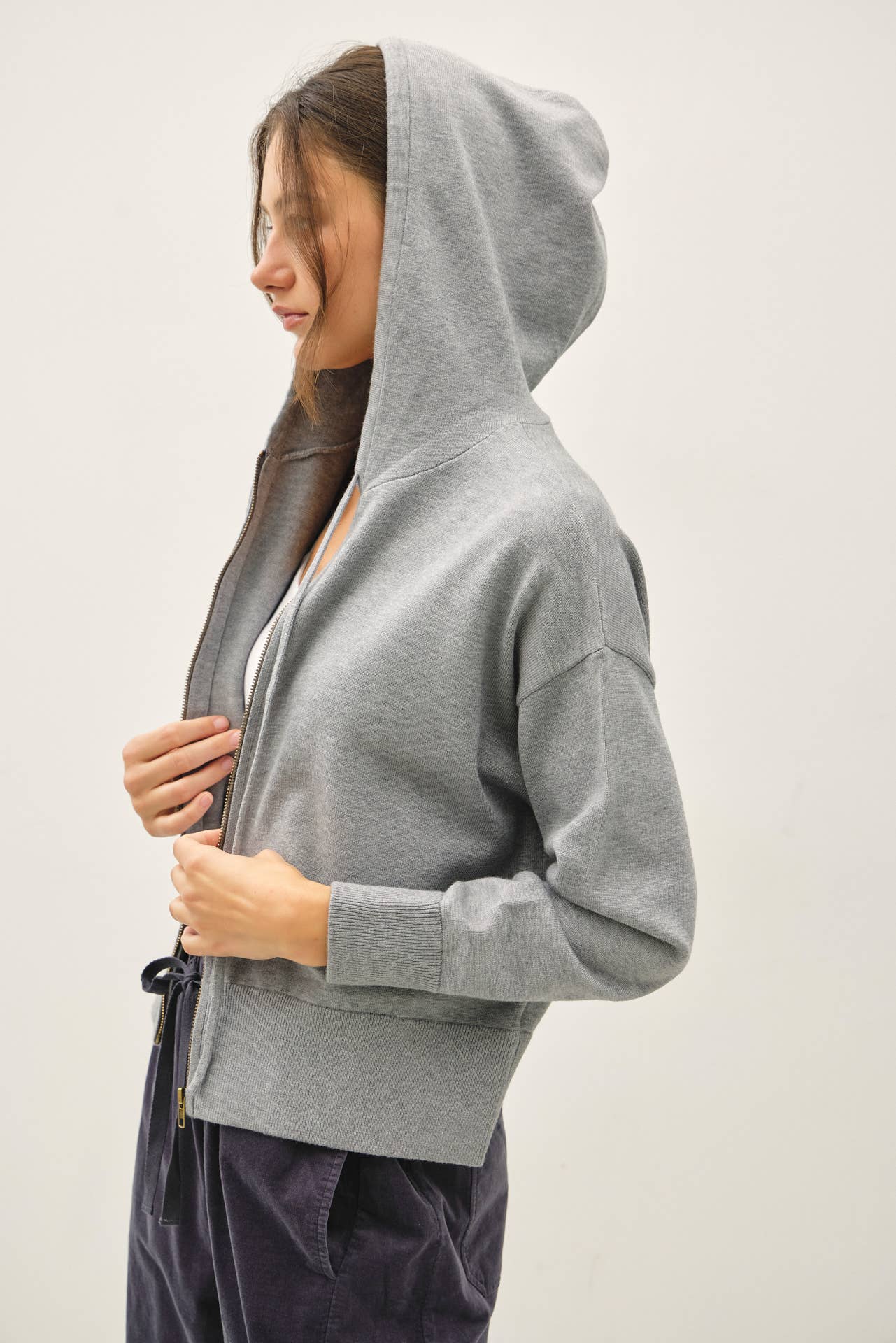 ULTRA COMFY RIBBED KNIT HOODIE JACKET