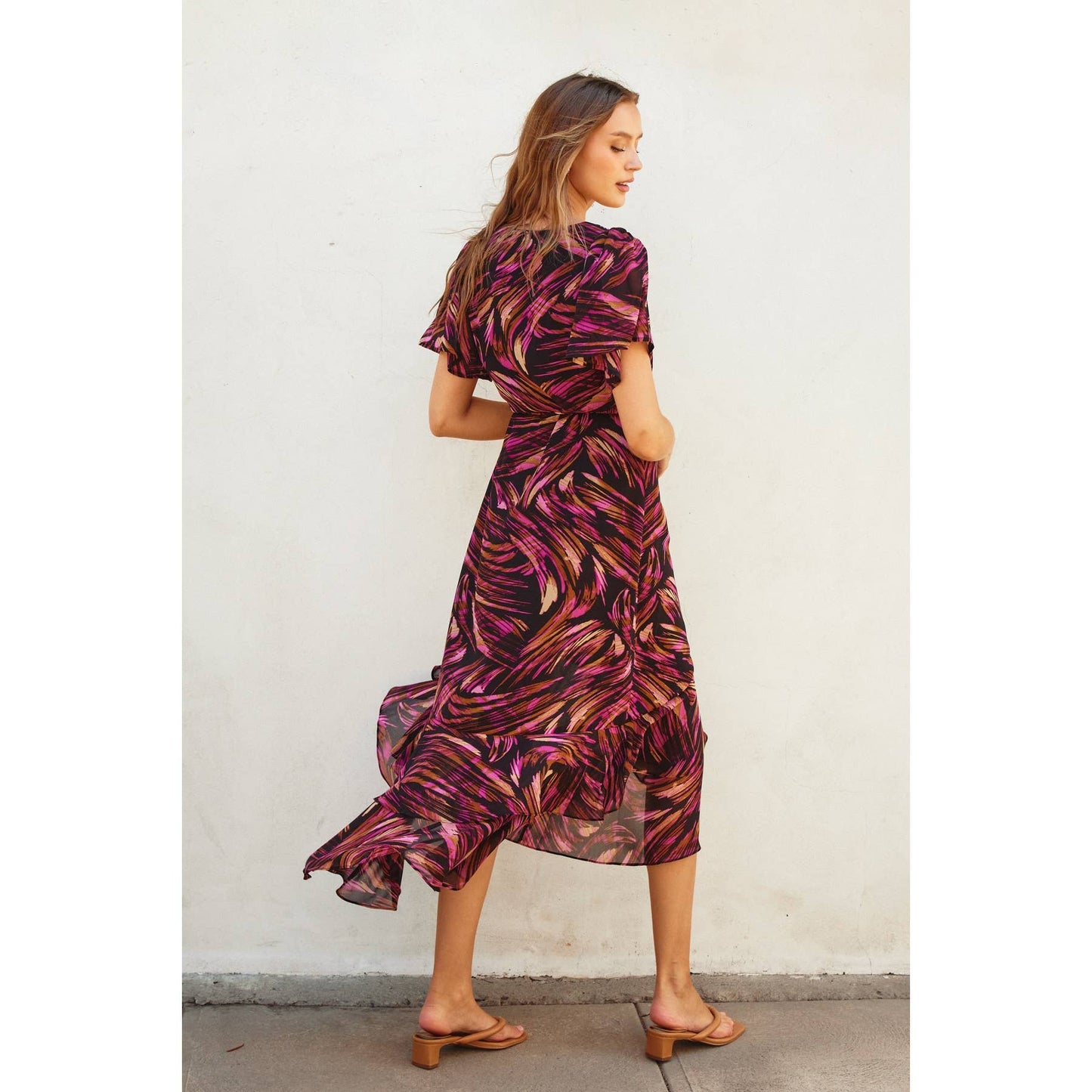 Lights Out Plum Orche Double Ruffled Hem Wrap Dress Dress Forum